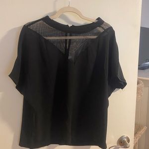 Super cute partial mesh top